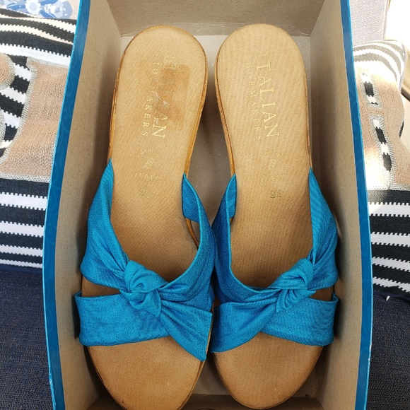 ITALIAN SHOEMAKERS PANACHE CORK SANDAL WEDGE 9&1/2 - Picture 1 of 8